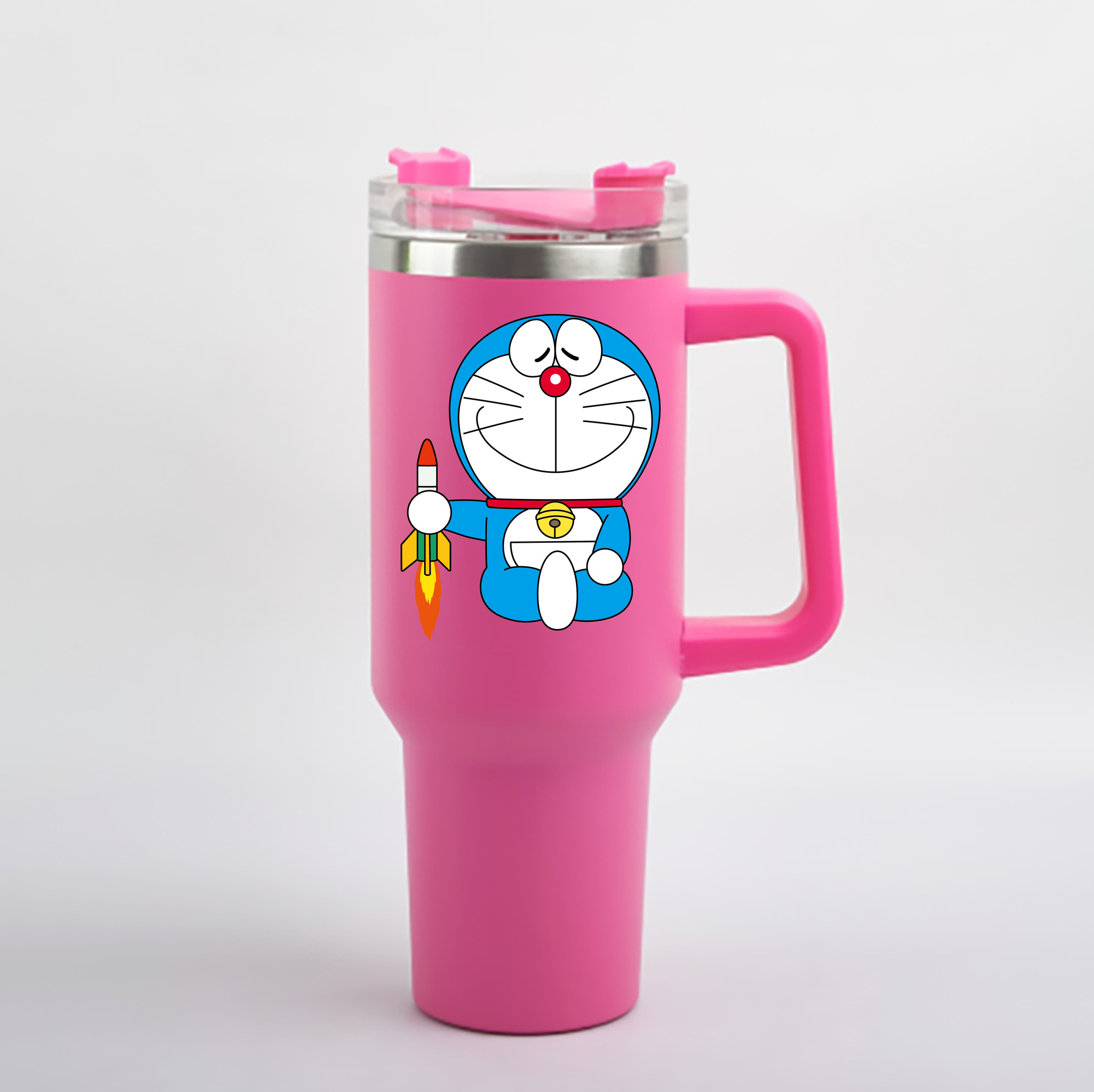 （画像用） ドラえもん Doraemon 1200mL車用タンブラー - クリスタルステッカー（プラスチックストロー付き）